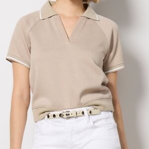 Spanx AirEssentials Pique Polo Top in Ash Size L